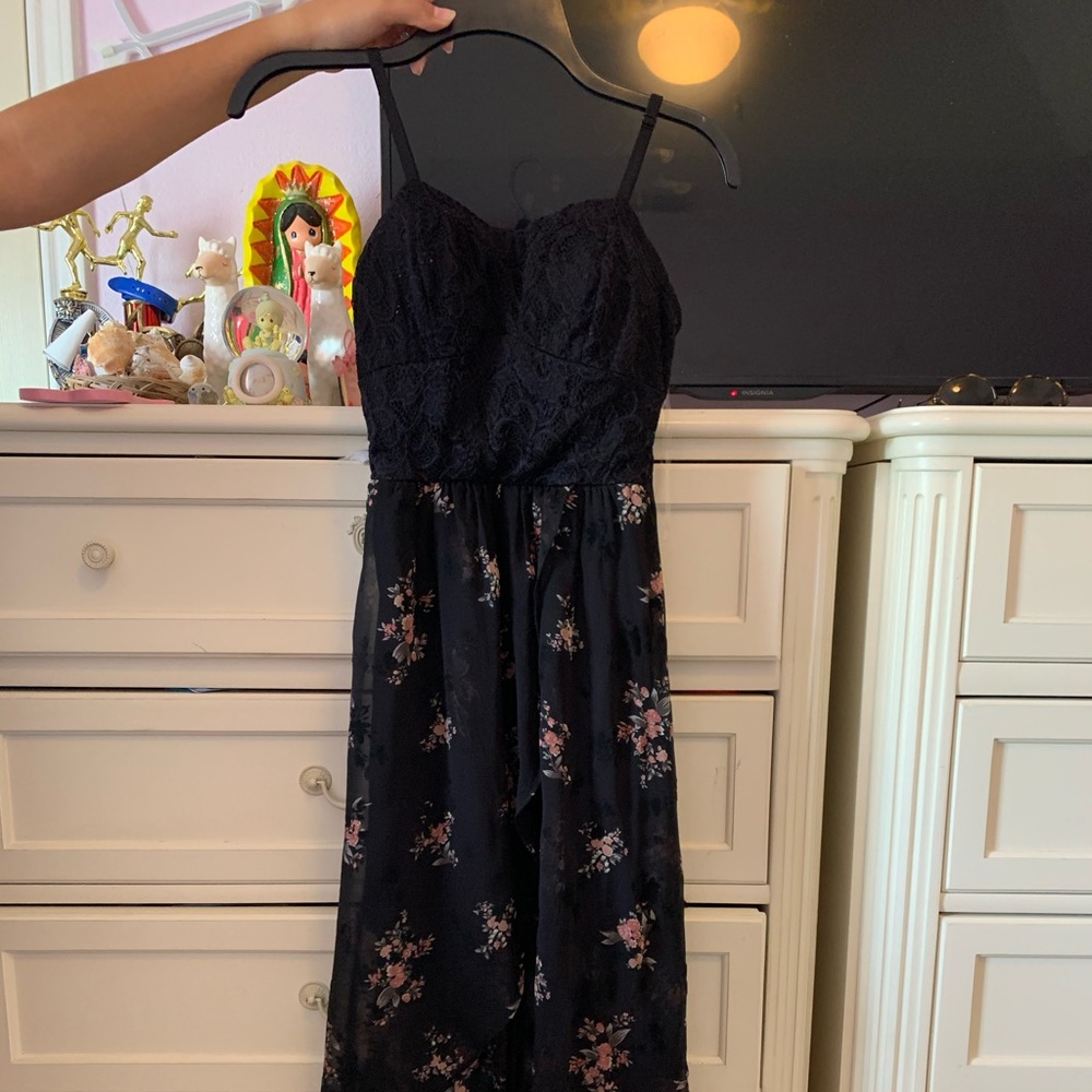 Lily Rose Juniors Black Floral Dress